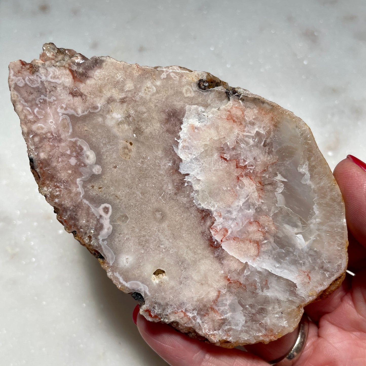 Flower Agate with Pink Amethyst slice 10CM