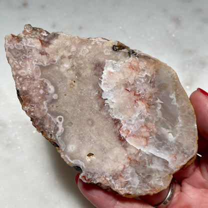 Flower Agate with Pink Amethyst slice 10CM