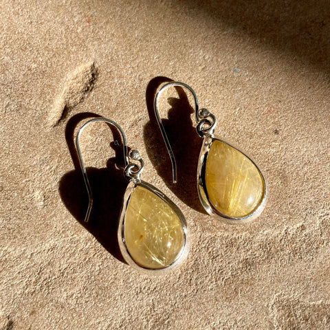 Golden Rutile teardrop earrings | 925 Silver