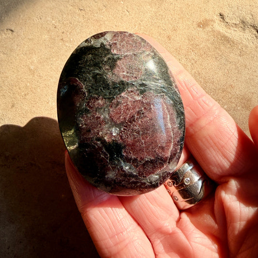 Garnet + Arfvedsonite Palm stone 5CM