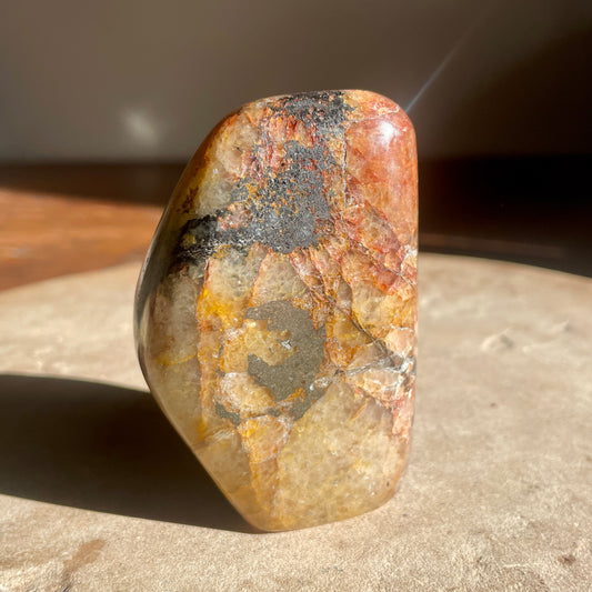 Lions Gate Quartz Freeform | Golden Healer, Pyrite & Hematite inc Fire Quartz