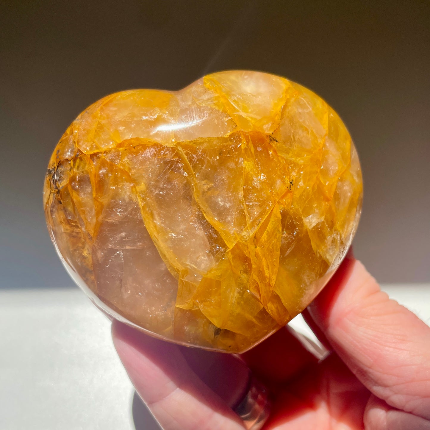 Golden Healer Quartz Heart with Dendrite 7.5CM