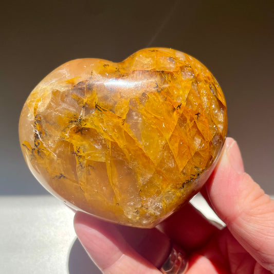 Golden Healer Quartz Heart with Dendrite 7.5CM