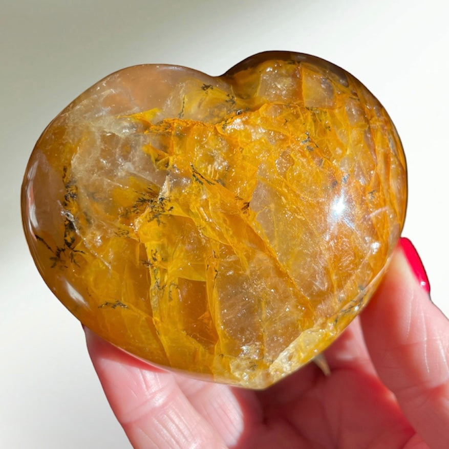 Golden Healer Quartz Heart with Dendrite 7.5CM