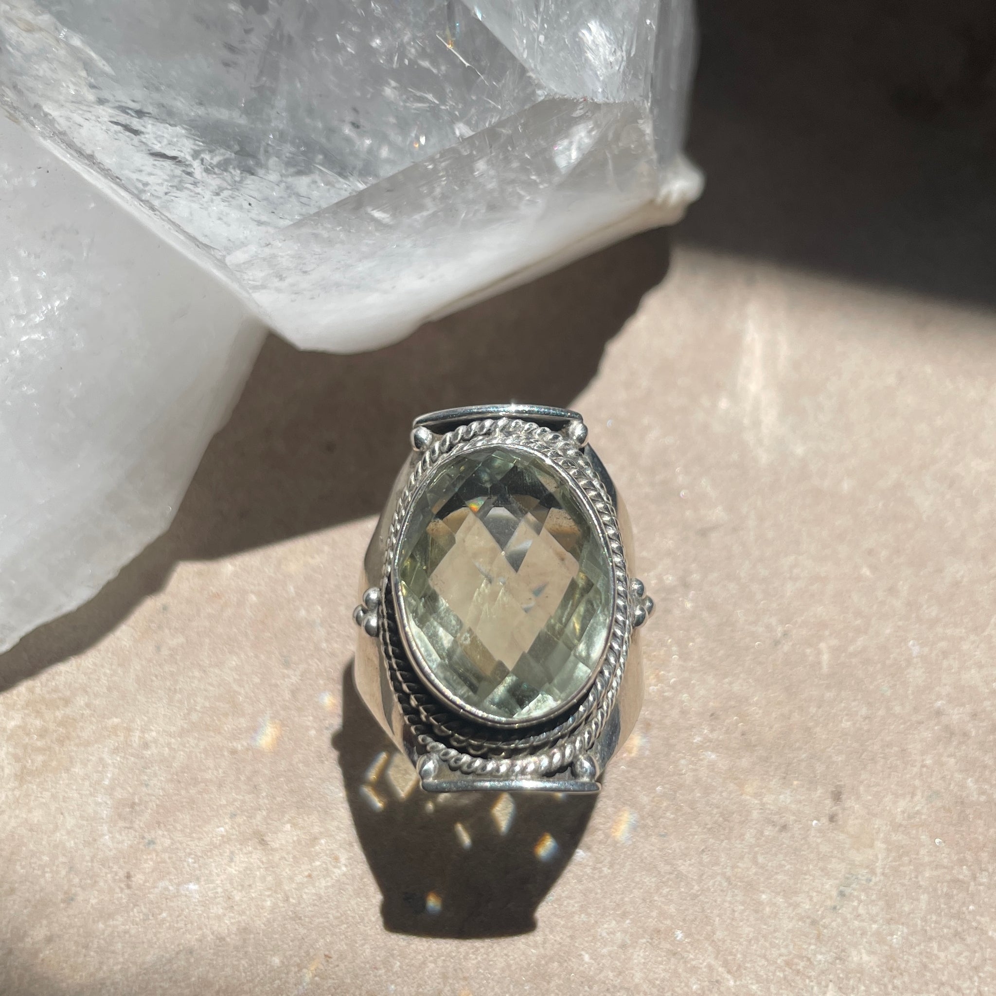 Prasiolite Ring | 925 Stirling silver | Size 6.5