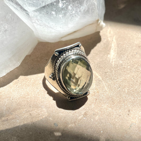 Prasiolite Ring | 925 Sterling silver | Size 6.5