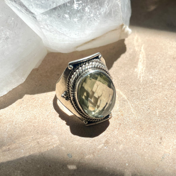 Prasiolite Ring | 925 Stirling silver | Size 6.5