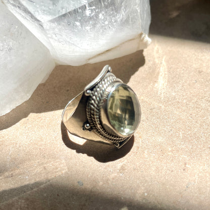 Prasiolite Ring | 925 Sterling silver | Size 6.5