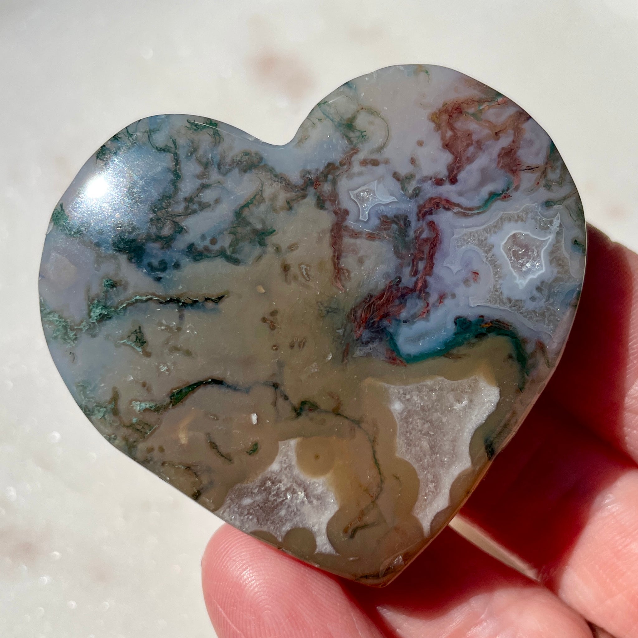 Moss Agate Heart 5CM