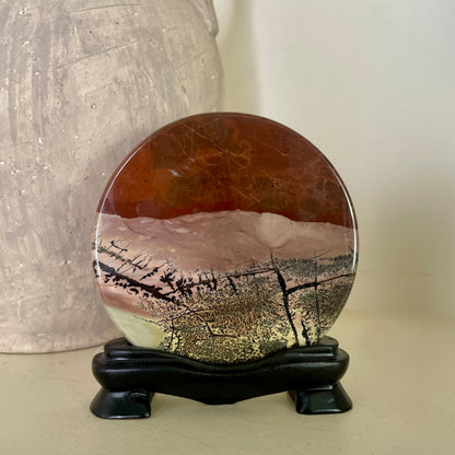 Picture Jasper Disk on Stand 10CM