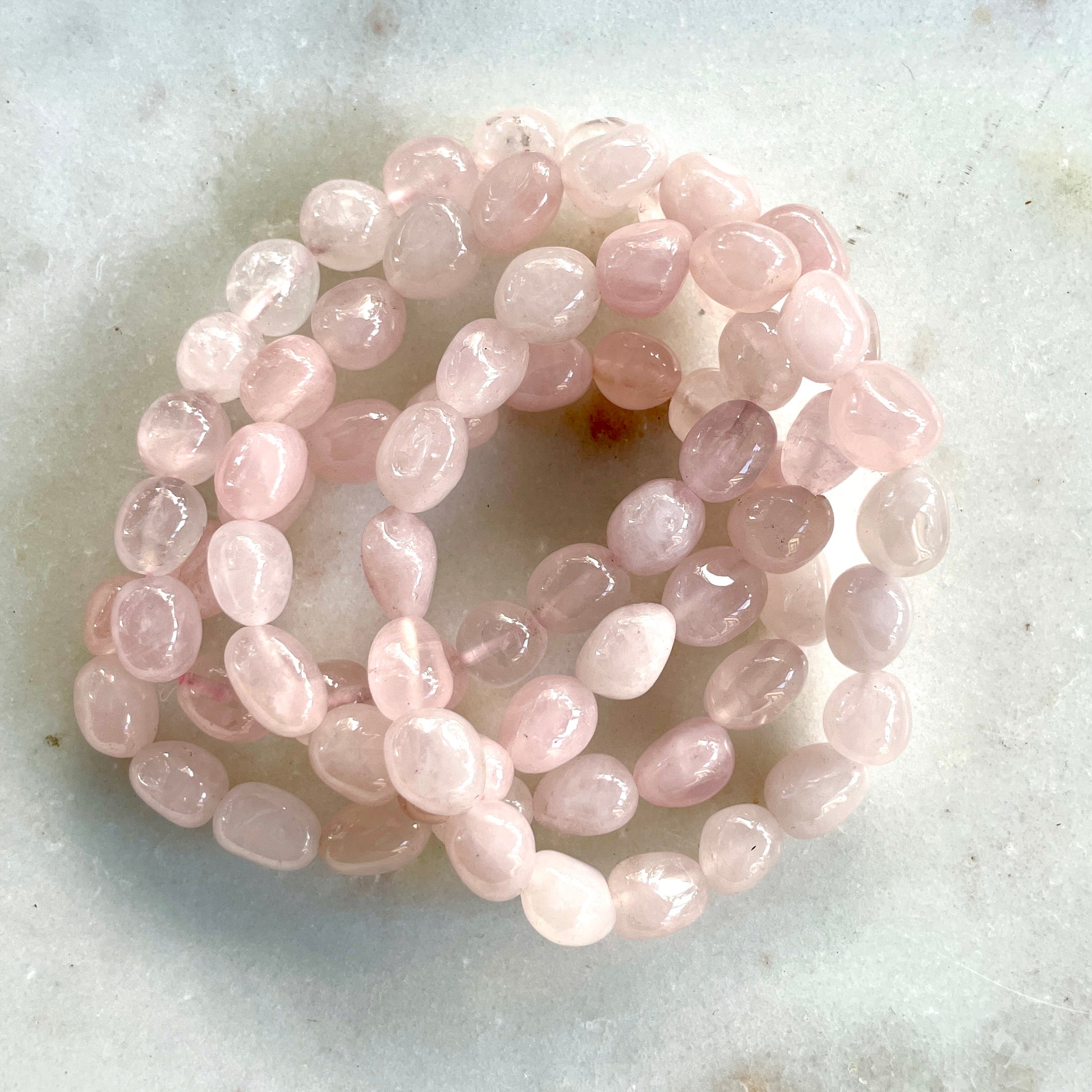 Rose Quartz tumbled stone bracelet