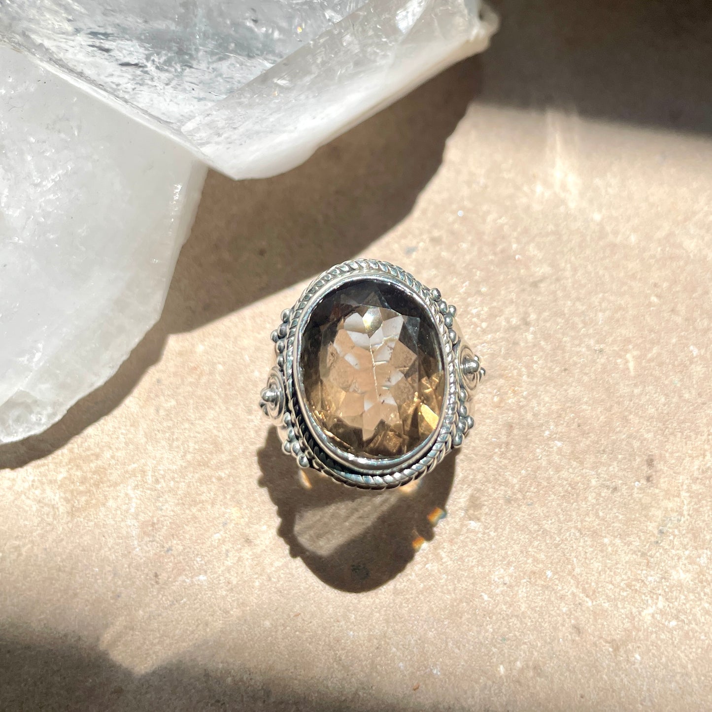 Smokey Quartz Ring | 925 Silver | Size 7