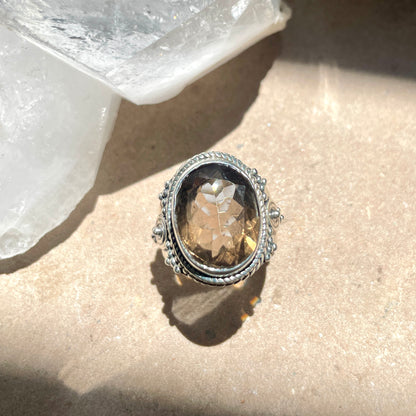 Smokey Quartz Ring | 925 Silver | Size 7