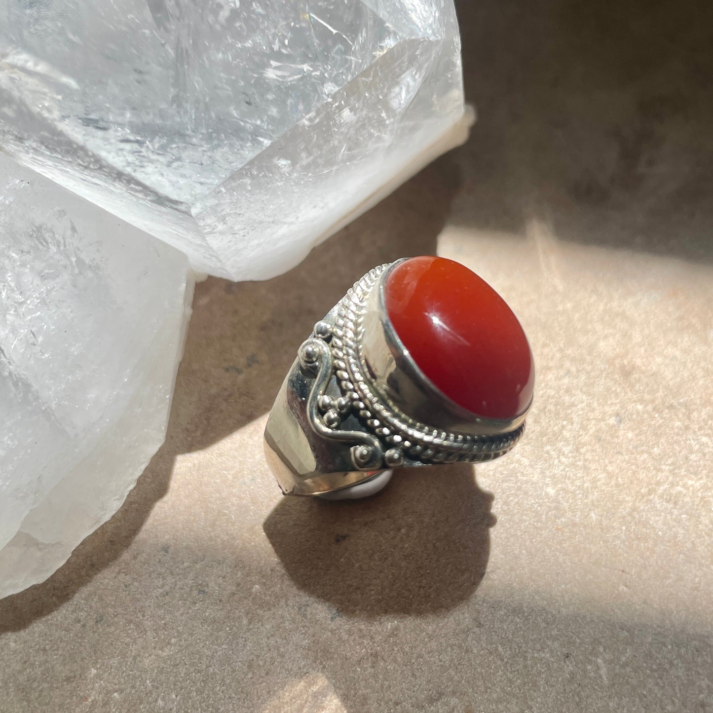 Carnelian ring | 925 Silver | Size 8