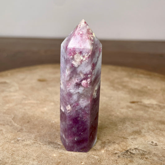 Pink Tourmaline Lepidolite Tower - 8cm