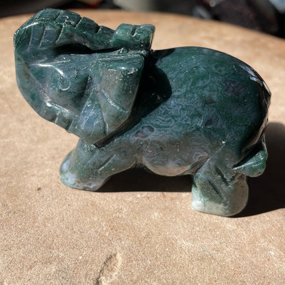 Moss Agate Elephant MED