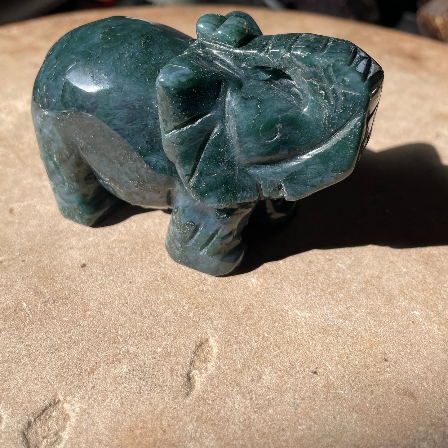 Moss Agate Elephant MED