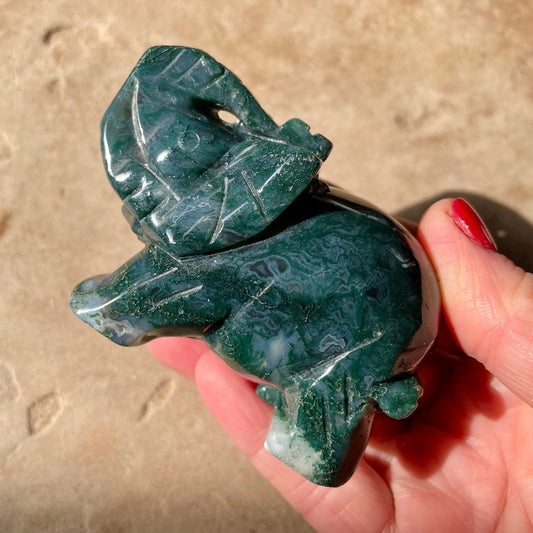 Moss Agate Elephant MED