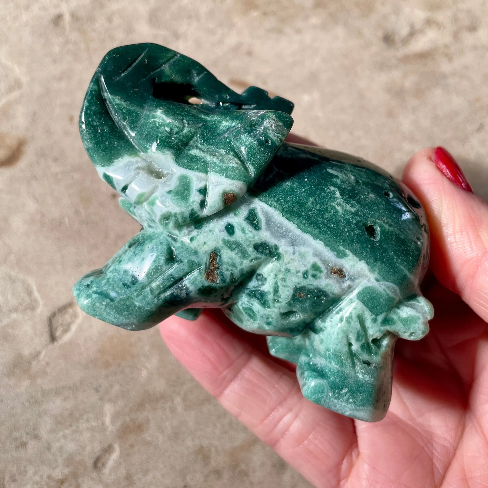 Moss Agate Elephant MED