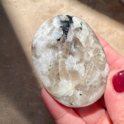 Rainbow Moonstone Palm stone 6CM