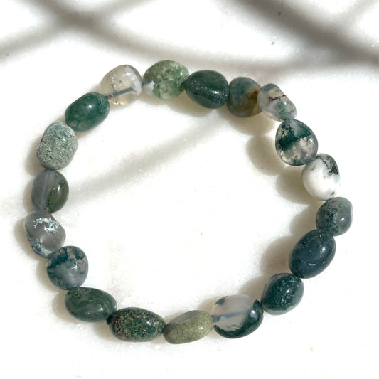 Moss Agate tumble stone bracelet