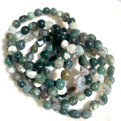 Moss Agate tumble stone bracelet