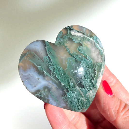 Moss Agate Heart 7CM