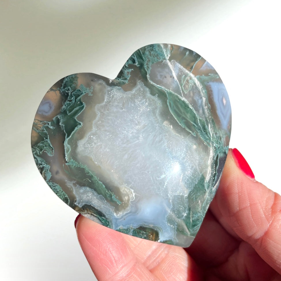 Moss Agate Heart 7CM