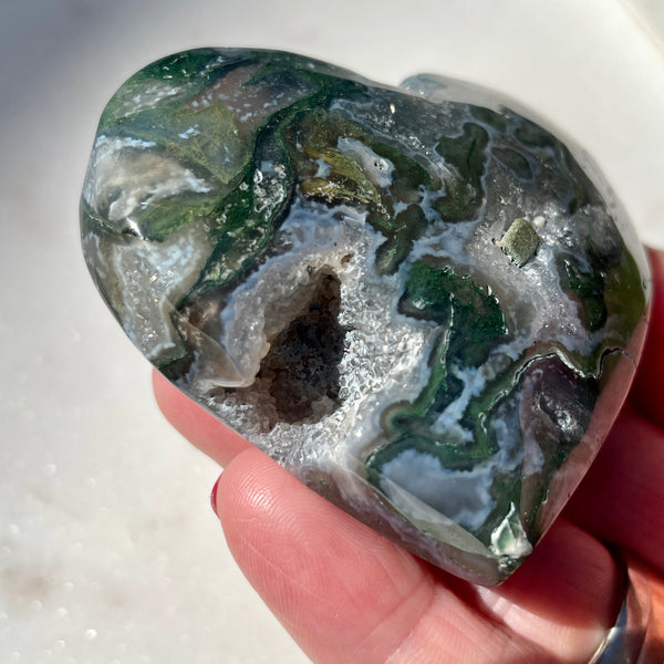 Moss Agate Heart 7CM