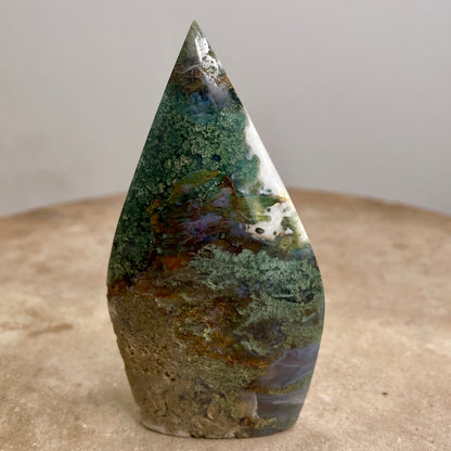 Moss Agate Crystal flame 9CM