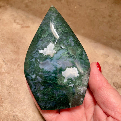 Moss Agate Crystal flame 10CM