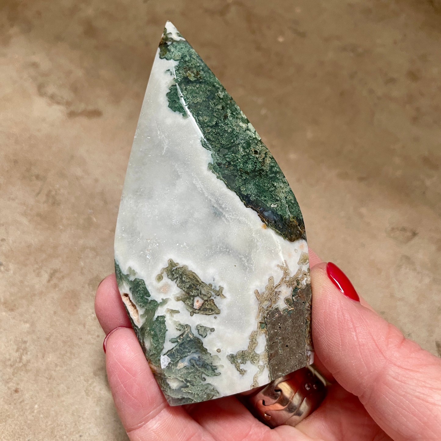 Moss Agate Crystal flame 9CM