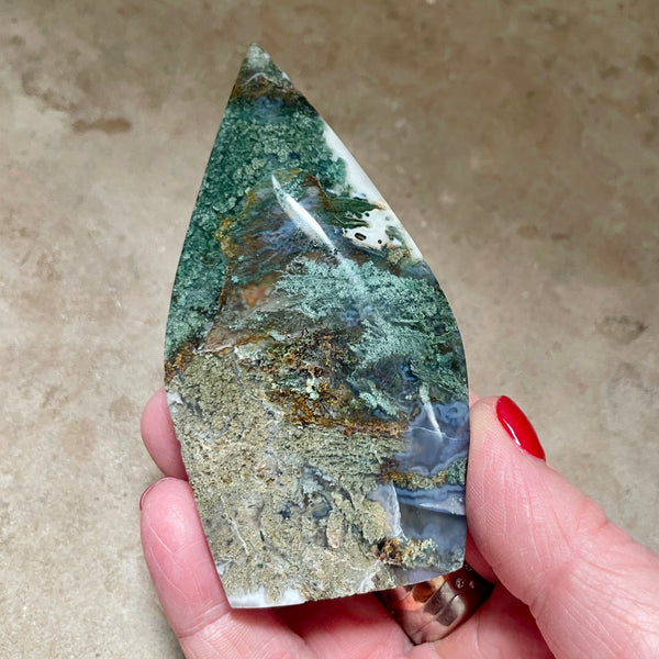 Moss Agate Crystal flame 9CM