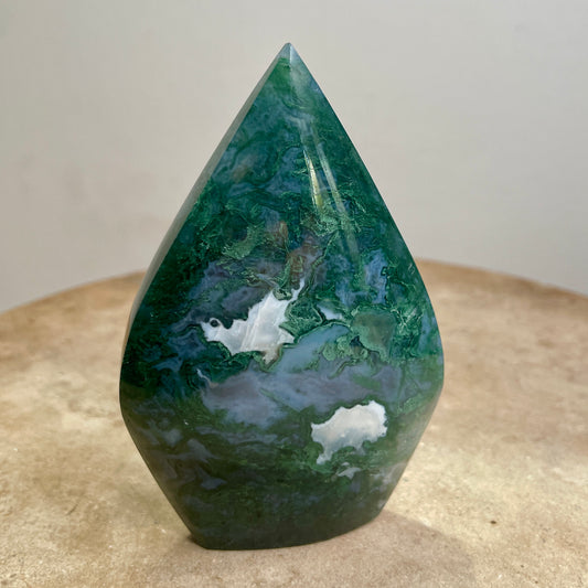 Moss Agate Crystal flame 10CM
