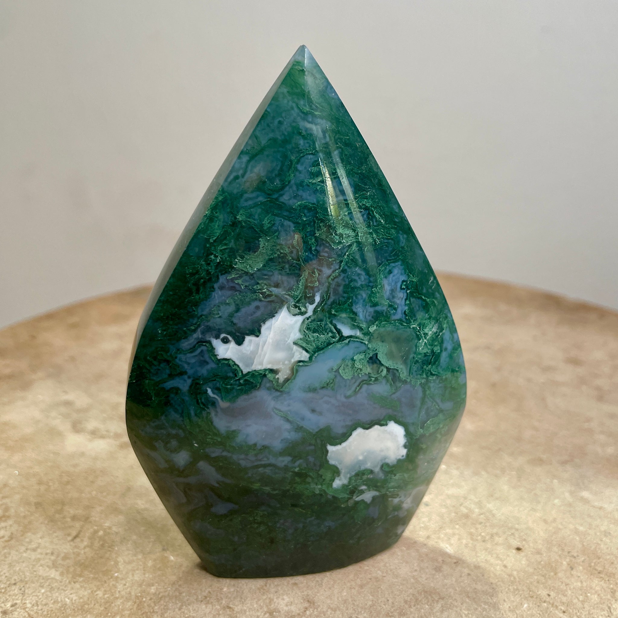 Moss Agate Crystal flame 10CM