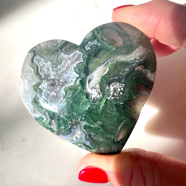 Moss Agate Heart 7CM