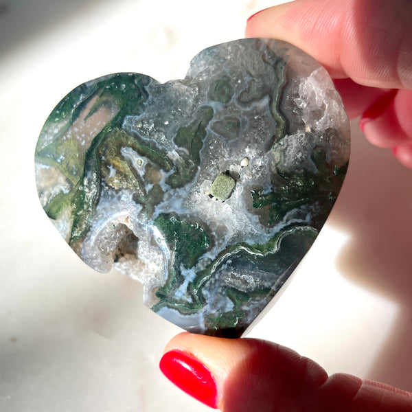 Moss Agate Heart 7CM
