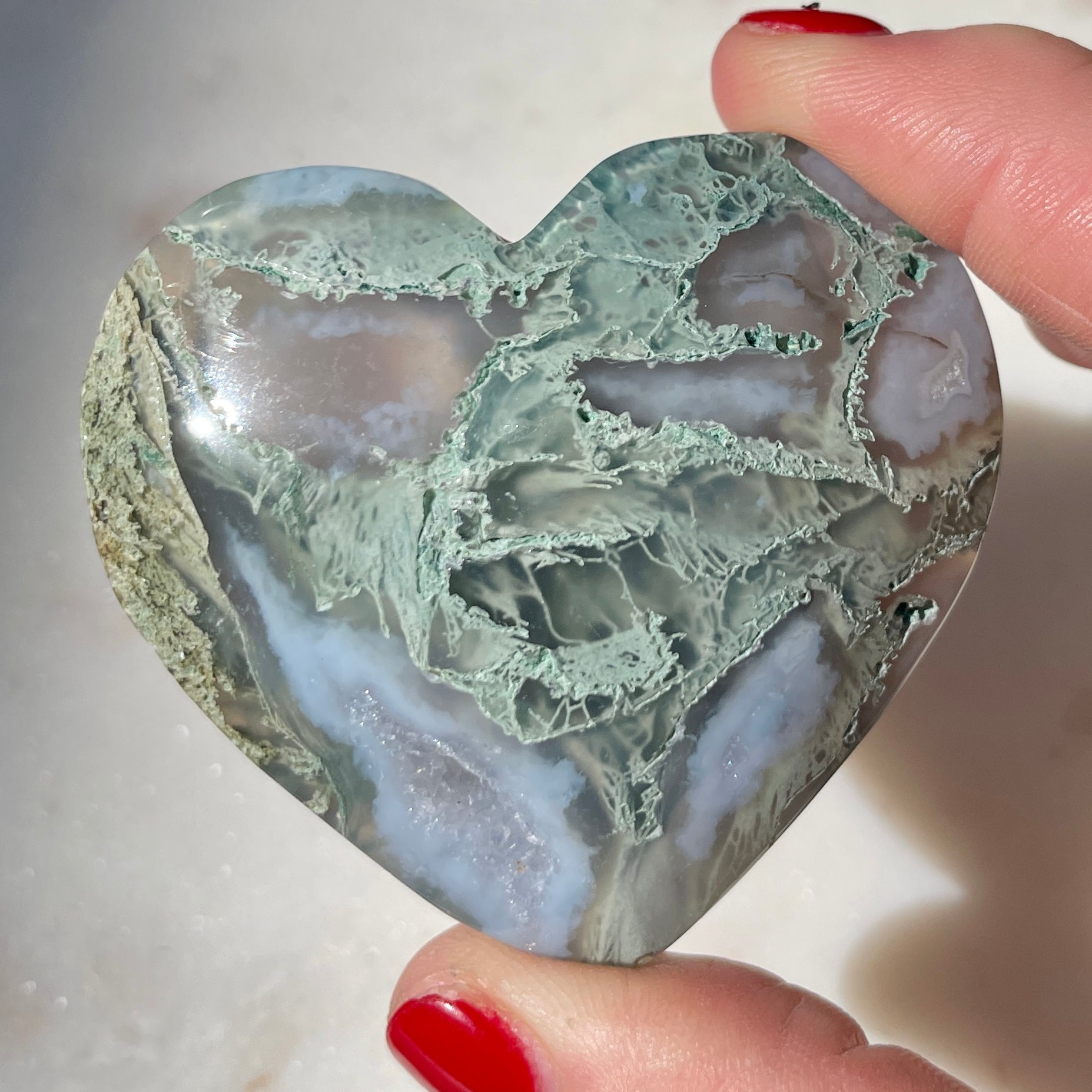 Moss Agate Heart 5CM