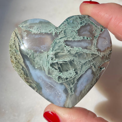 Moss Agate Heart 5CM