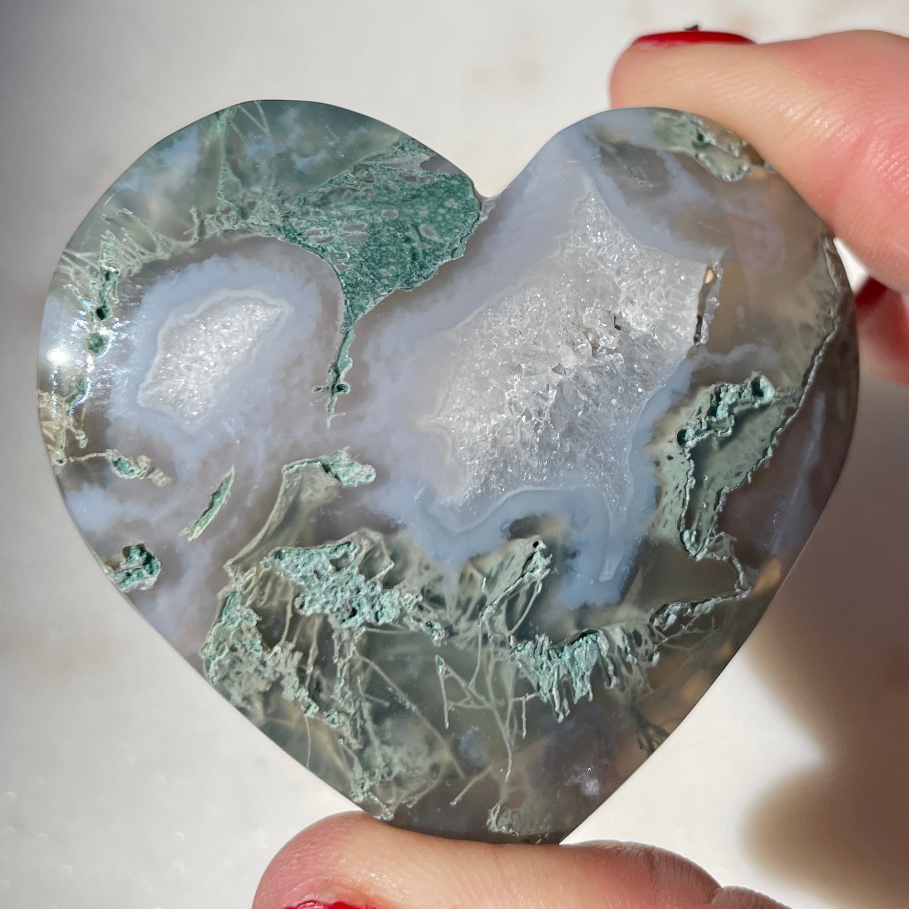 Moss Agate Heart 5CM