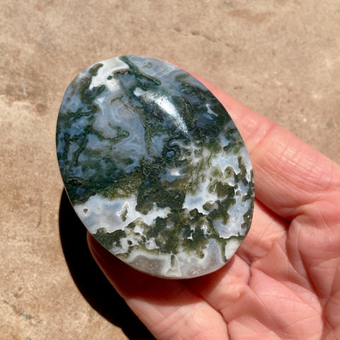 Moss Agate Palm Stone 6.5CM