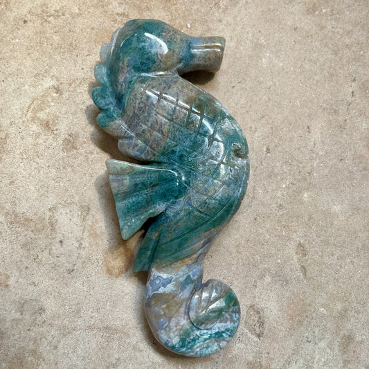 Moss Agate Seahorse 20CM