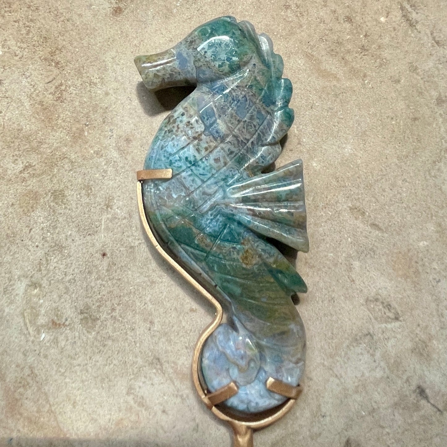 Moss Agate Seahorse 20CM