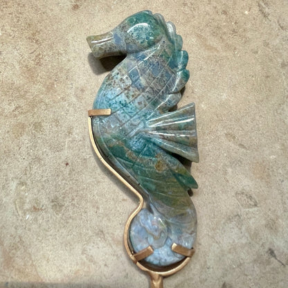 Moss Agate Seahorse 20CM