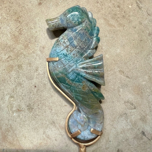 Moss Agate Seahorse 20CM