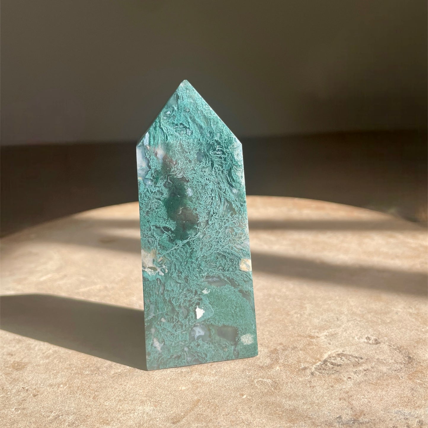 Moss Agate Tower 9cm