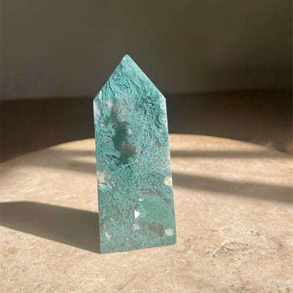 Moss Agate Tower 9cm