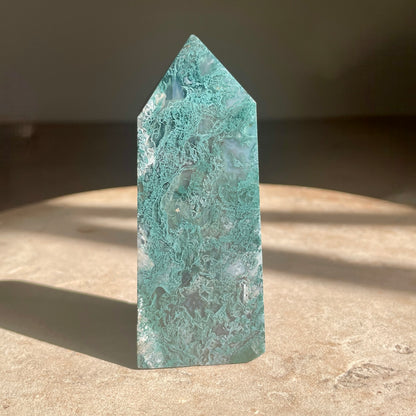 Moss Agate Tower 9cm