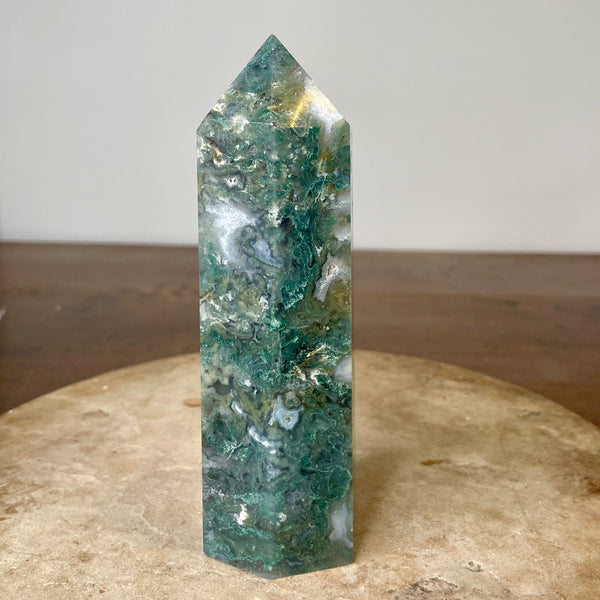 Moss Agate Tower 16cm