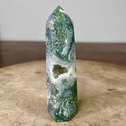 Moss Agate Tower 9.5cm